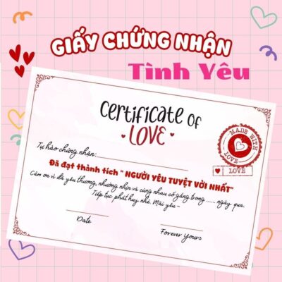 [QUÀ TẶNG] Giấy Chứng Nhận Tình Yêu