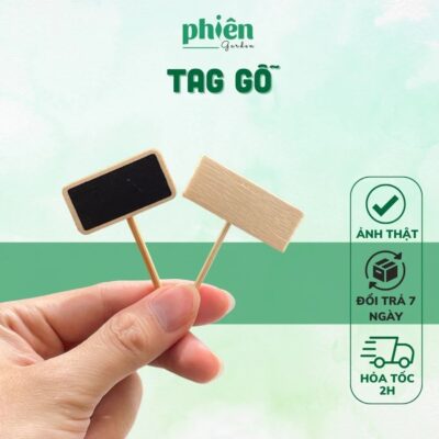 Tag Gỗ Trang Trí Cây Mini, bảng tên gỗ cắm cây, Tag Lá Cờ Đỏ Sao Vàng Trang Trí Chậu Cây