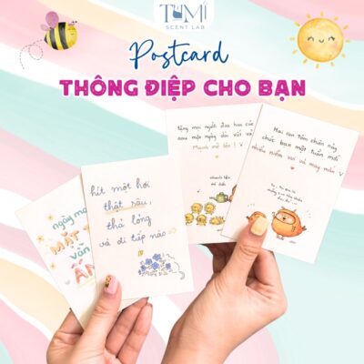 Thiệp Giấy In Hình Viết Tay, Postcard 2 Mặt Thiết Kế, Thiệp Ghi Lời Chúc, Chất Liệu Dày Dặn