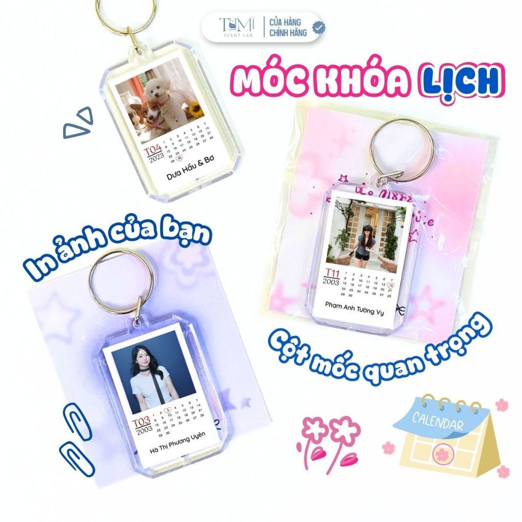 Móc Khóa In Ảnh Kèm Lịch, In Ngày Đặc Biệt, Anniversary, Sinh Nhật