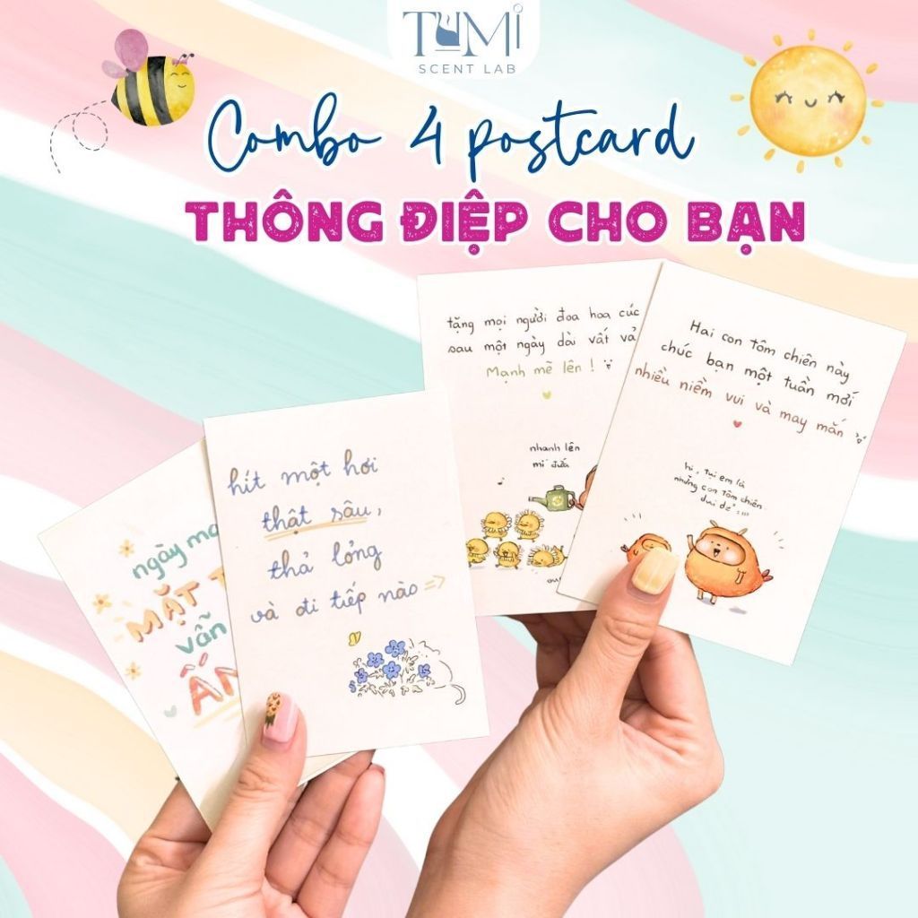 Thiệp Thông Điệp Truyền Năng Lượng – Combo 4 Lời Nhắn Tích Cực