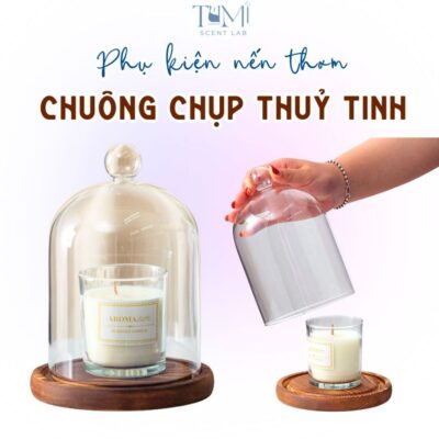 Chuông Chụp Nến Thuỷ Tinh Trong Suốt, Phụ Kiện Trang Trí, Bảo Vệ Nến Thơm, Sang Trọng