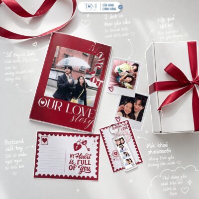 Hộp Quà Tặng LOVE STORY - Sổ Ảnh Thiết Kế Theo Yêu Cầu, Móc Khoá In Ảnh Kỷ Niệm Tặng Người Yêu