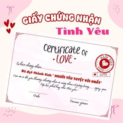[QUÀ TẶNG] Giấy Chứng Nhận Tình Yêu