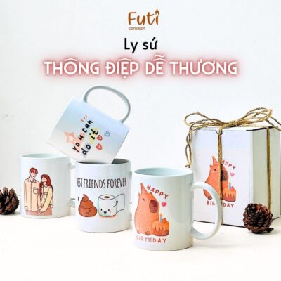 [QUÀ TẶNG] Cốc Sứ In Hoạ Tiết Dễ Thương, Ly Sứ Trơn Thanh Lịch, Làm Quà Tặng Sinh Nhật, Tri Ân
