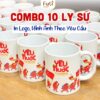 Combo 10 Ly Sứ In Hình Theo Yêu Cầu, In Logo Doanh Nghiệp Làm Quà Tặng Doanh Nghiệp, Khách Hàng, Đối Tác