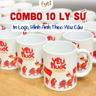 Combo 10 Ly Sứ In Hình Theo Yêu Cầu, In Logo Doanh Nghiệp Làm Quà Tặng Doanh Nghiệp, Khách Hàng, Đối Tác